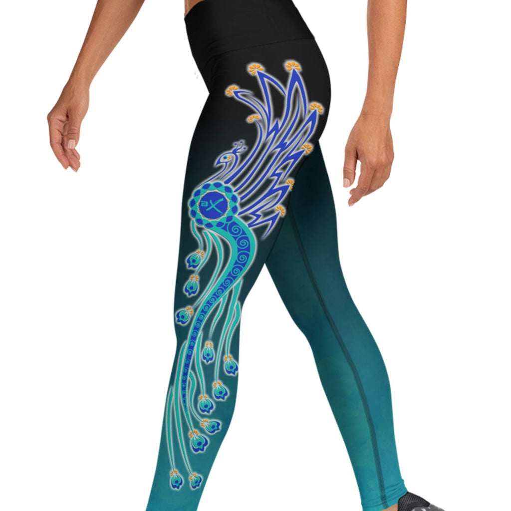 Marbled Peacock Yoga Leggings: Sepia - Meadowlark Clothing
