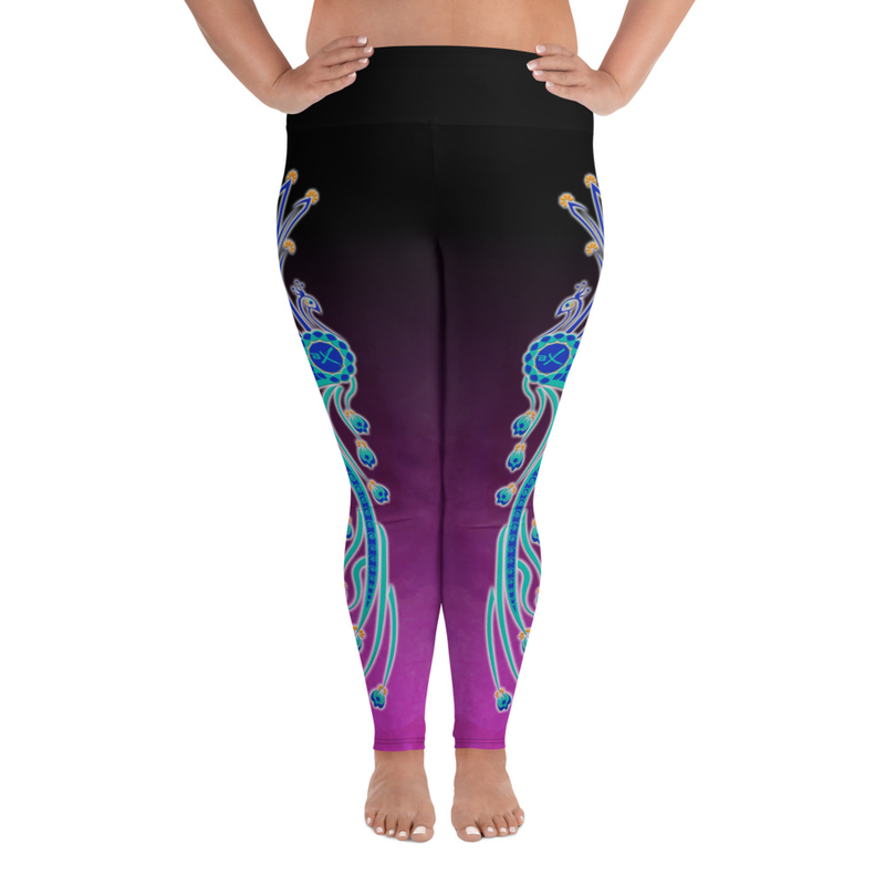 Stunning BARBARELLA Peacock Printed Multicolor Leggings Made In USA 1 ONLY  HOT