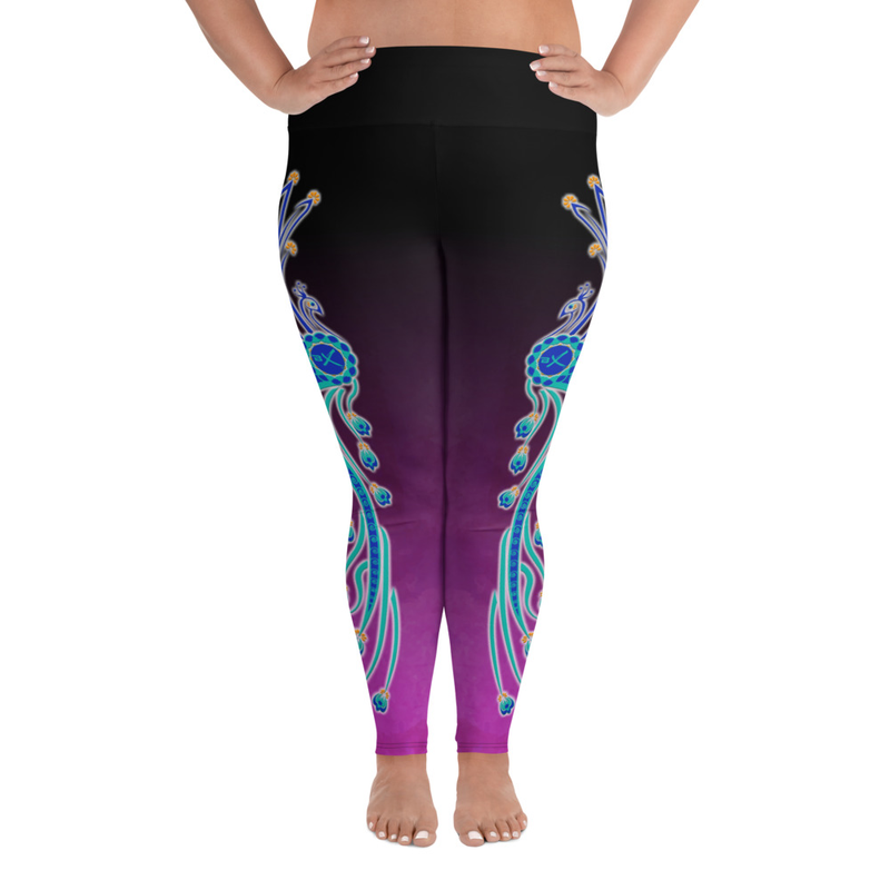 Simple Hamsa Hand Outline High Waist Leggings Purple Yoga Pants